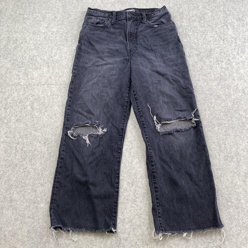 Levi's Ribcage Straight High Rise Jeans Womens 29 (28x23) Charcoal Distressed
